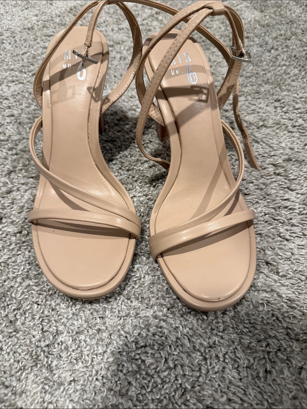 Mix No. 6 Blush Nude Strappy Ankle-Tie Heels